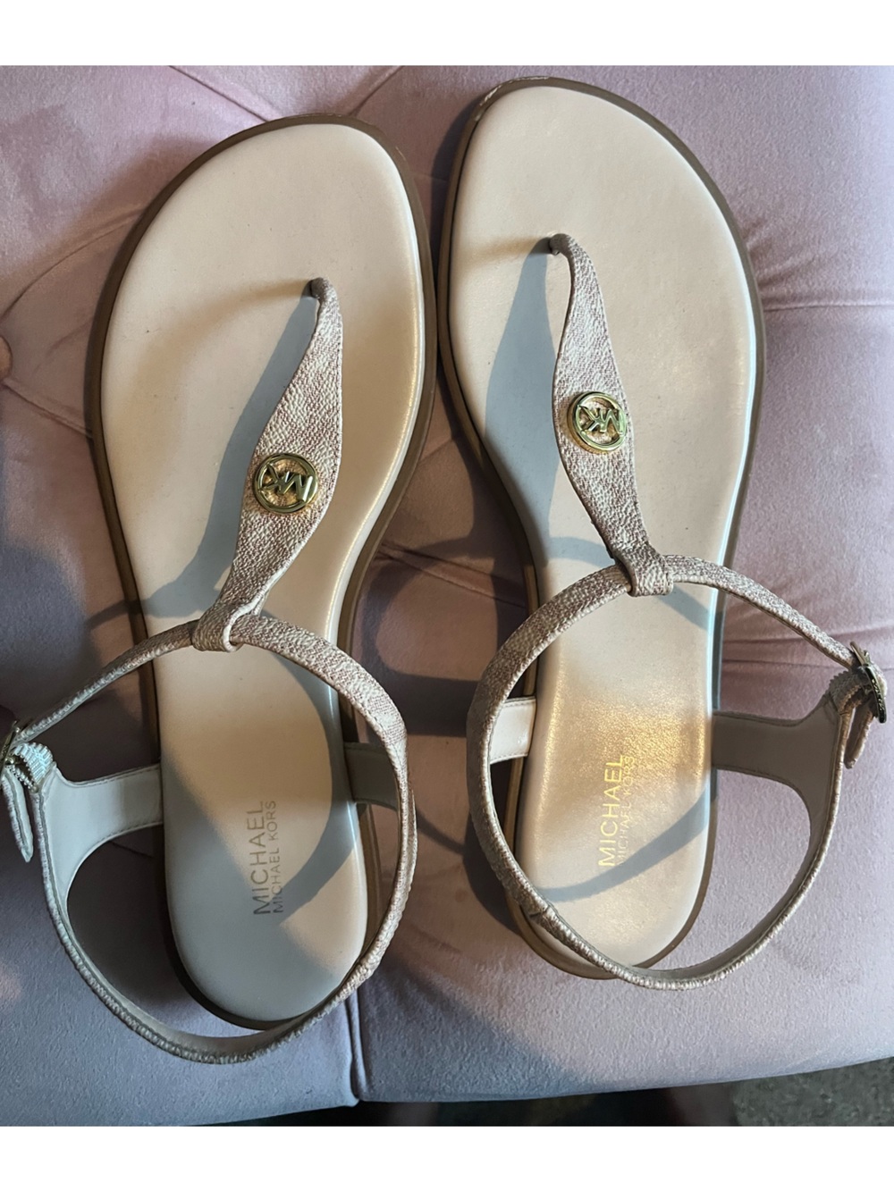 Michael Kors Mallory logo t strap sandal